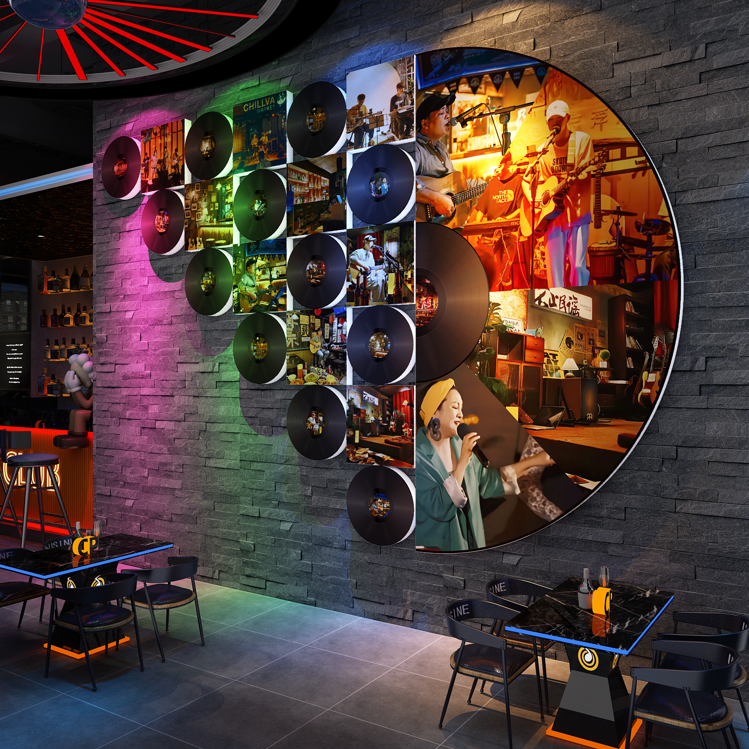 唱片音乐清酒吧墙面装饰品造场景布置网红民谣小馆氛围工业风打卡