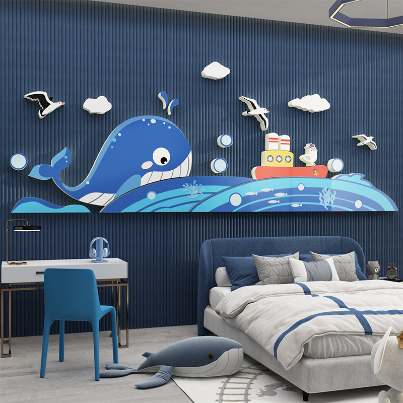 网红儿童房间布置装饰海洋风环创主题背景墙面贴纸画男生女孩用品