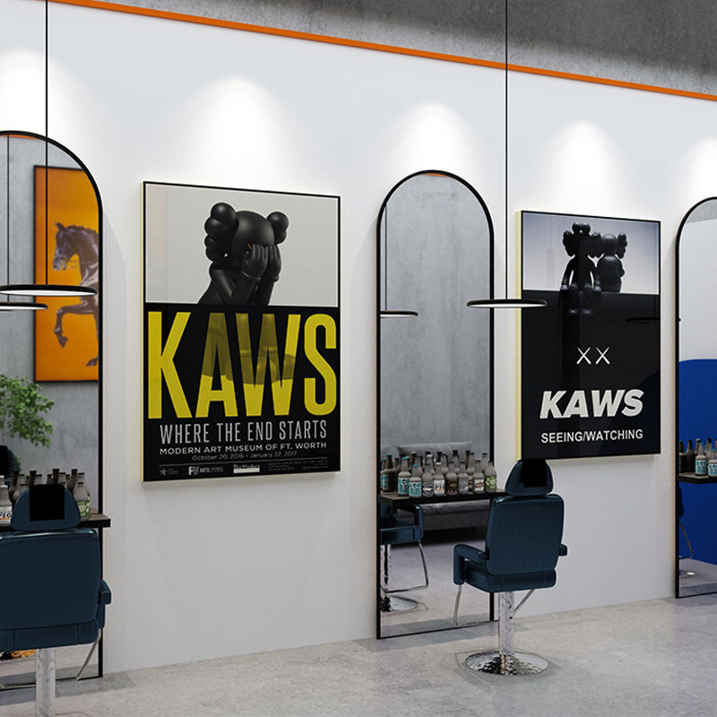 网红理发店墙面装饰品美发店廊高级感海报背景形象墙贴纸挂画摆件