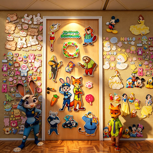disney迪士尼邮游轮门牌贴纸疯狂动物城儿童房间布置卧室装饰画