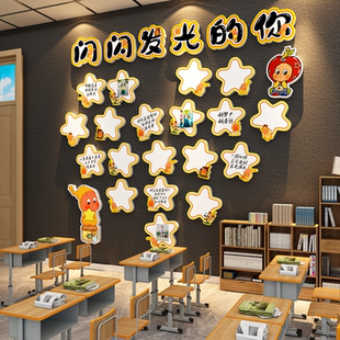 学习之星星人环创教室布置班级文化群星闪耀夸夸墙贴荣誉榜黑板报