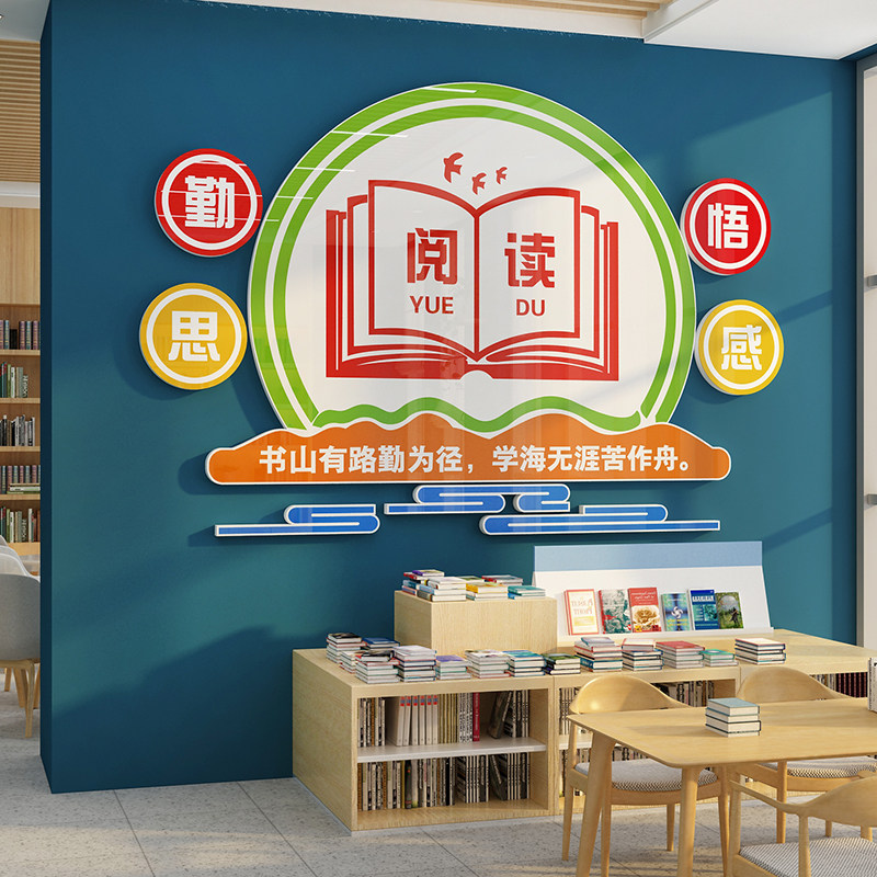 图书角布置装饰绘本馆墙面阅读区自习教室辅导班培训机构校园文化