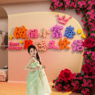 网红打卡拍照区美容院甲店氛围布置打造背景形象多巴胺墙面装饰贴