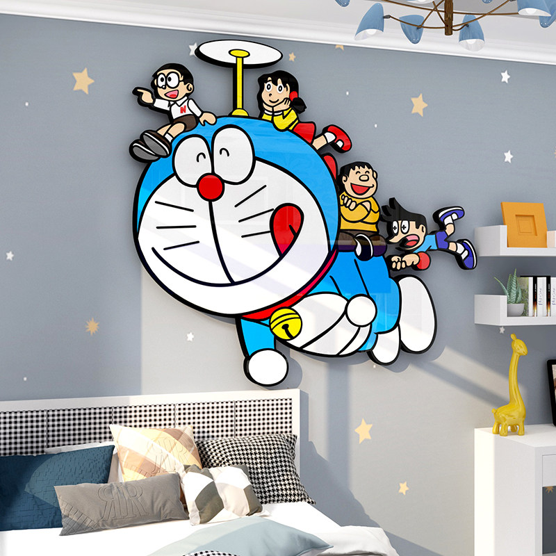 机器猫儿童房间布置装饰男孩卧室床头背景墙面哆啦a梦主题贴壁画
