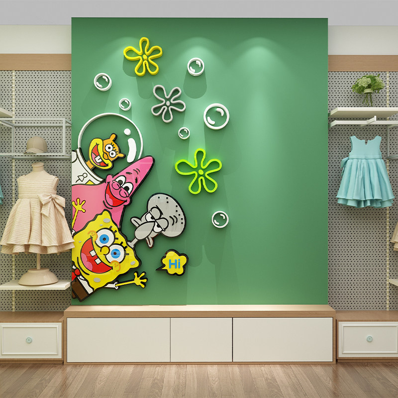 网红儿童服装店铺装饰氛围打卡背景墙面贴布置道具玩具游娱乐区园
