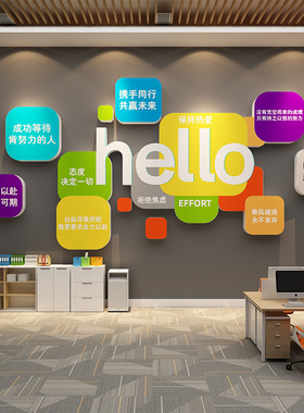 企业logo形象办公室司墙面装饰文化前台背景进门氛围布置励志标语