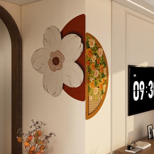 电视机背景墙面装饰创意拐转角客厅遮丑3d立体贴纸花浮雕入户迎门