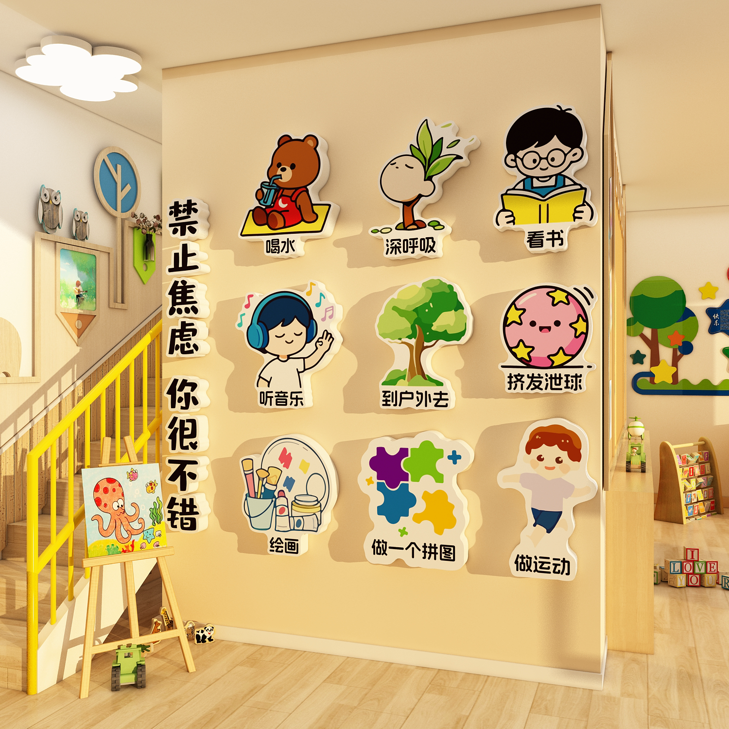 心理咨询室布置文化墙装饰贴挂画心灵健康疗愈角情绪管理放松技巧