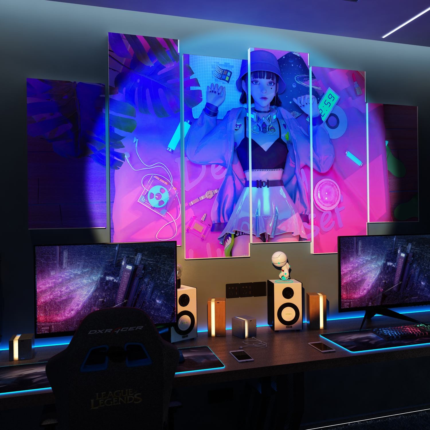 网红电竞房间装饰直播间摆件