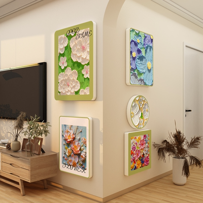 入户迎门口电视机背景墙面装饰拐转角亚克力3d立体墙贴纸壁画遮丑