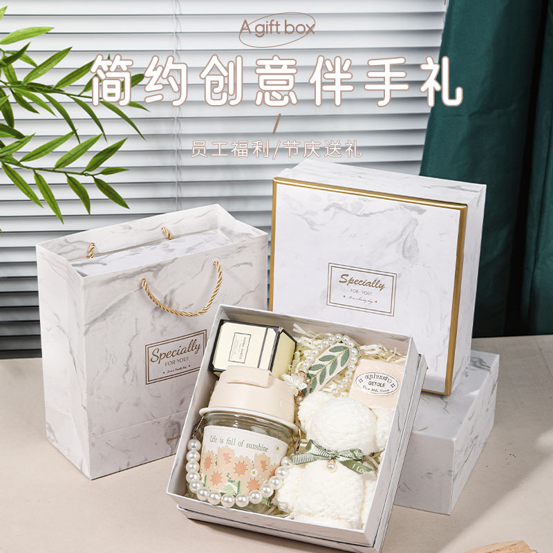 公司开业礼物伴手礼实用高档商务企业送员工送客户定制大理石礼盒