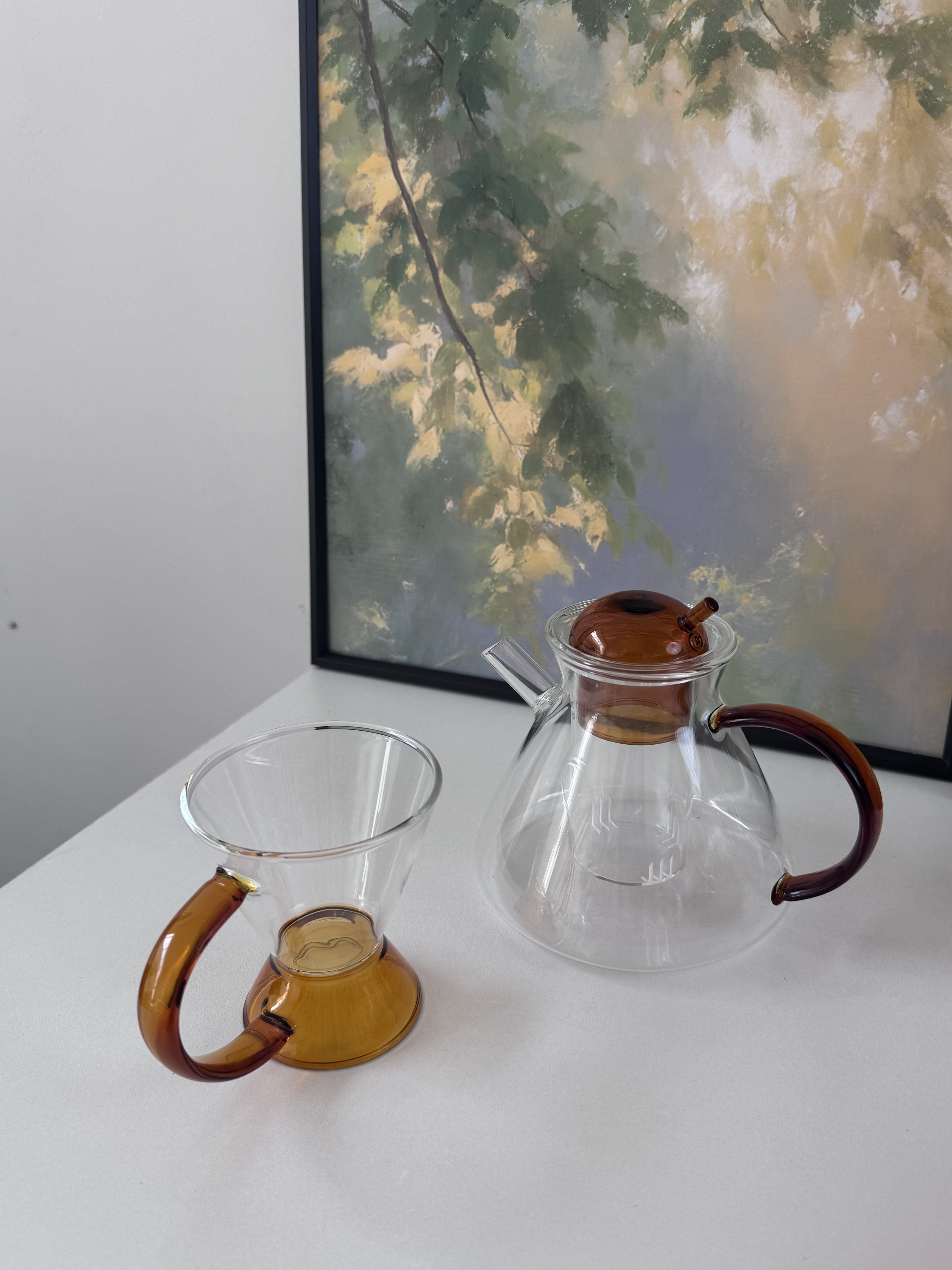 高硼硅耐热玻璃茶壶功夫茶杯花草杯奶茶杯仪式感下午茶套装酸奶杯