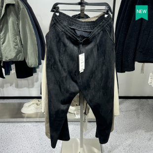 男装 新品 反绒皮效果宽松阔腿系带褶裤 长裤 800 柜329 3046385 秋季