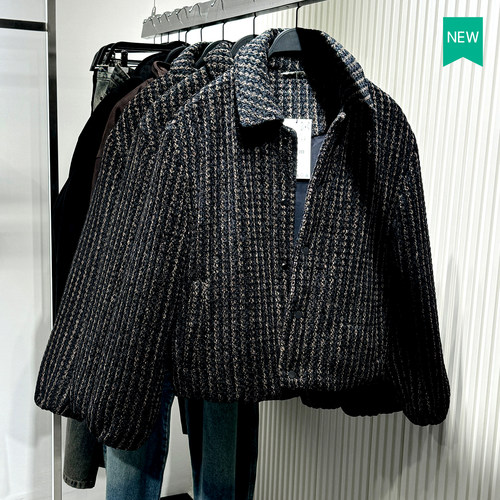 西班牙单！翻领冬季格纹丝绒夹克