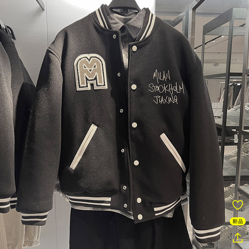 柜799！秋冬新品男装拼接补丁飞行员夹克夹棉棉服6318411 800