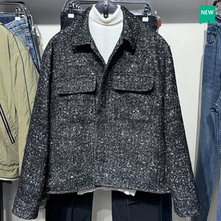 男装 新品 珠皮呢纹理boxy fit长袖 外套7380503 柜699 衬衫 秋冬季