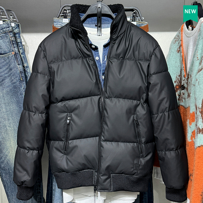 ZA男装立领秋冬棉服仿皮夹克外套