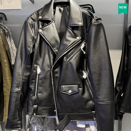 ZA男装翻领秋冬标准仿皮夹克外套