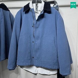 柜699！新款男装拼接领口夹克帆布水洗工装卡哈特夹棉外套4575250