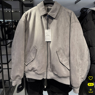 6318301 柜529 绒面感棉服里加厚夹克ZA 男装 802绒面革外套 新款