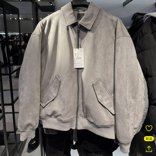 男装翻领秋冬标准绒面夹克外套