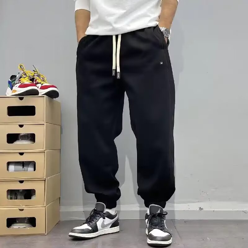 【奥莱】奥特莱斯复古宽舒松弛感运动裤男秋冬季纯色休闲潮秀禾服