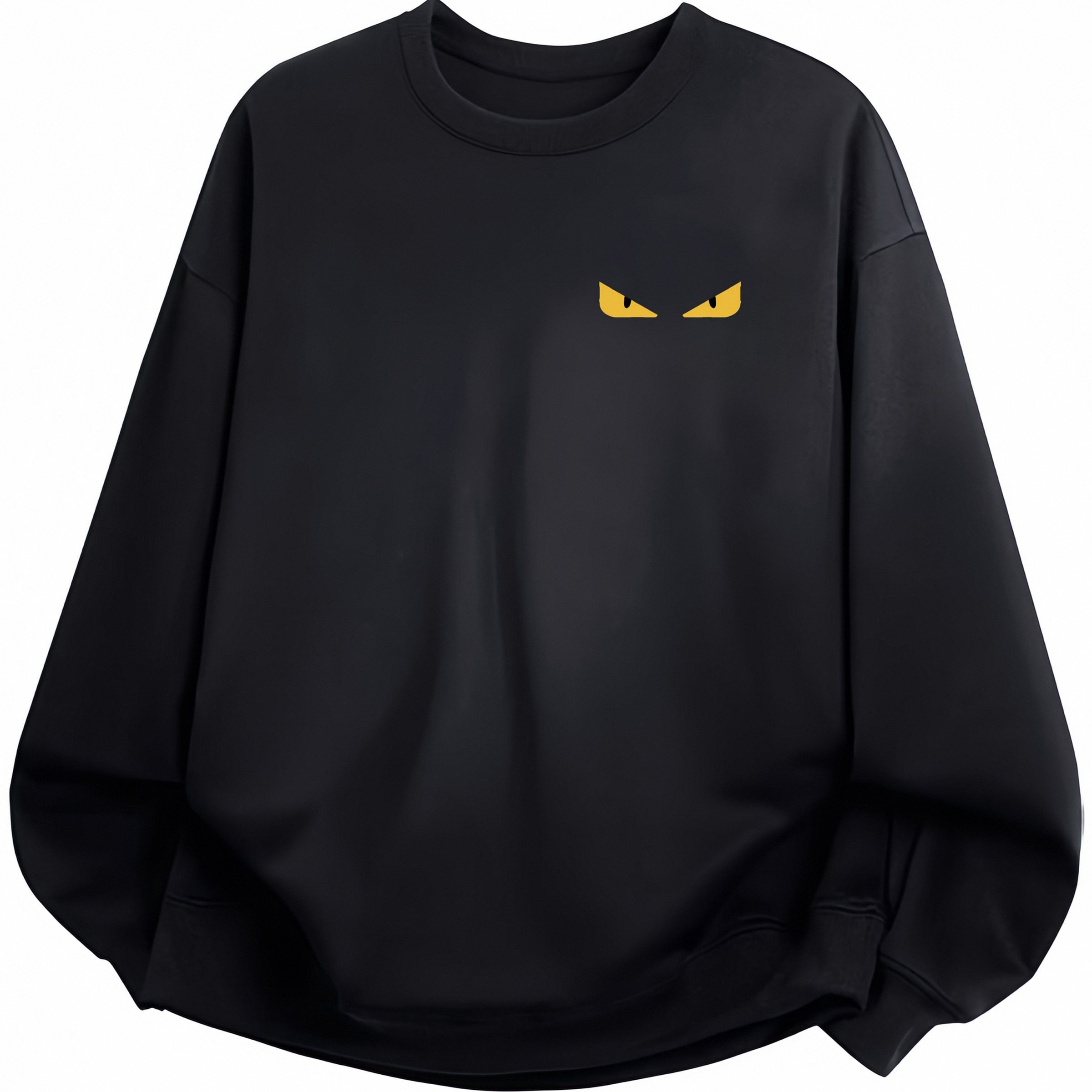 【奥莱】奥特莱斯 秋冬新恶魔眼圆领卫衣宽松时尚印花百搭男上衣