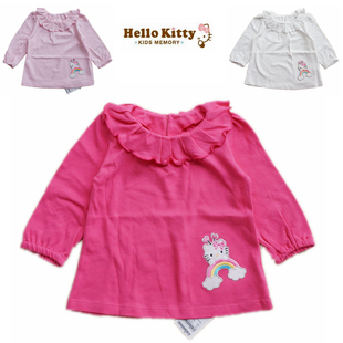 特卖Hello Kitty专柜春款女童装超萌可爱纯棉中长款T恤上衣