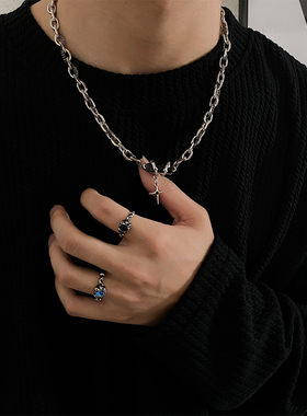 卡门 黑宝石多层项链男生潮嘻哈ins高街小众冷淡风高级感锁骨链女