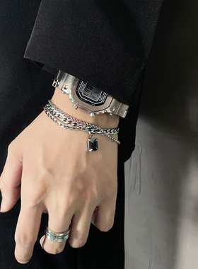 卡门 中性百搭双层方块手链男ins小众设计轻奢高级感情侣手饰品潮