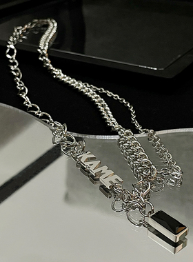 卡门 原创小众字母项链男潮高街嘻哈轻奢高级感女锁骨链情侣配饰