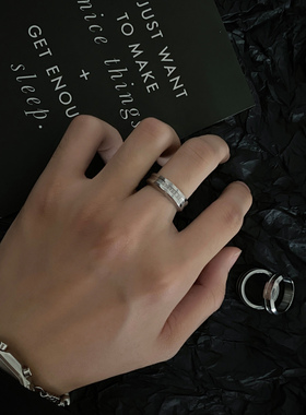 男钛钢潮高级感小众刻字戒指
