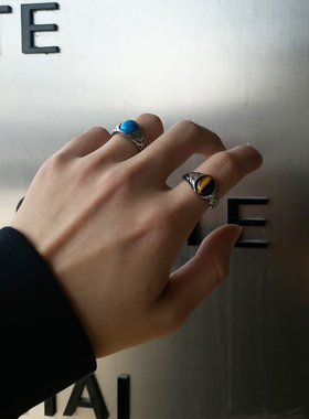 卡门 中古冷淡风宝石戒指男士小众设计轻奢高级感食指环个性女潮