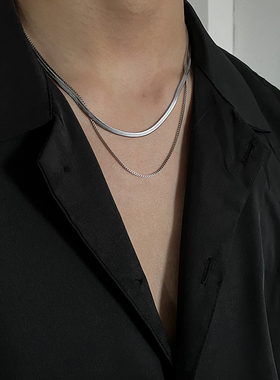 卡门 个性简约双层蛇骨链项链男潮嘻哈小众设计轻奢百搭ins配饰女