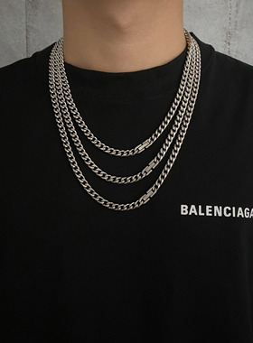 卡门 ins原创嘻哈冷淡风链条项链潮酷百搭简约古巴链男女钛钢链子