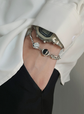 卡门 极简风小众设计感猫眼石手链男女款潮轻奢冷淡风高级感手饰