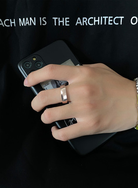 卡门 小众ins冷淡风光面素圈戒指高街男士高级感百搭食指指环女潮