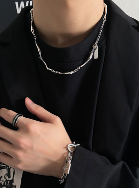 卡门 个性冷淡风ins波浪纹锁骨项链小众设计高级感百搭男女配饰潮