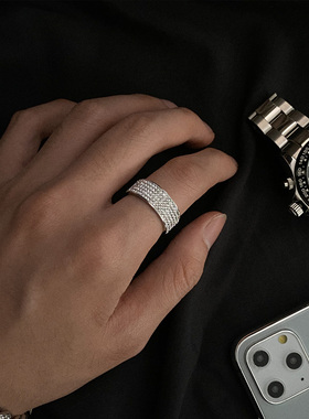 卡门 ins欧美嘻哈街头说唱指环男单身食指尾戒女百搭潮人镶钻戒指