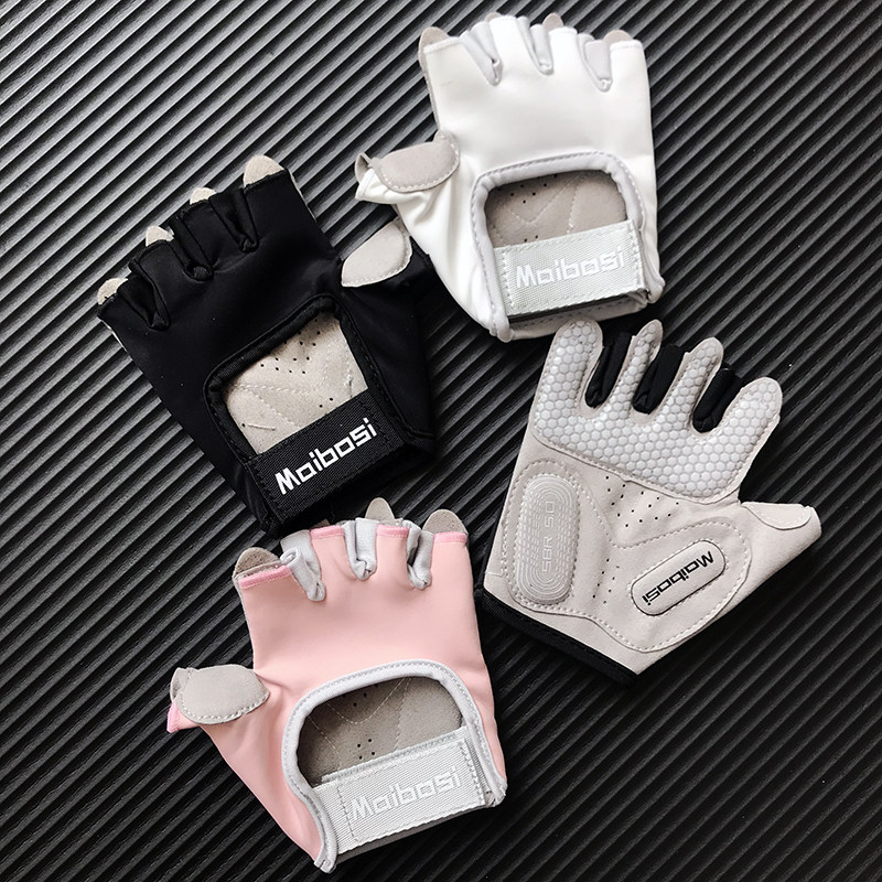 여성용 미끄럼 방지 피트니스 장갑 여름 얇은 누에 고치 스포츠 장비 훈련 회전 반 손가락 남성용 수평 바 요가