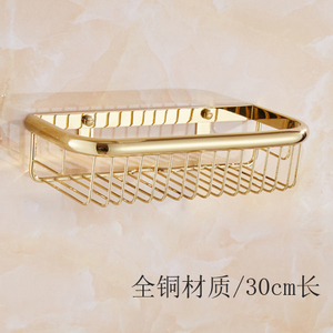 。欧式全铜金色浴室置物架免钉玫瑰金网篮免打孔 卫浴五金浴室挂