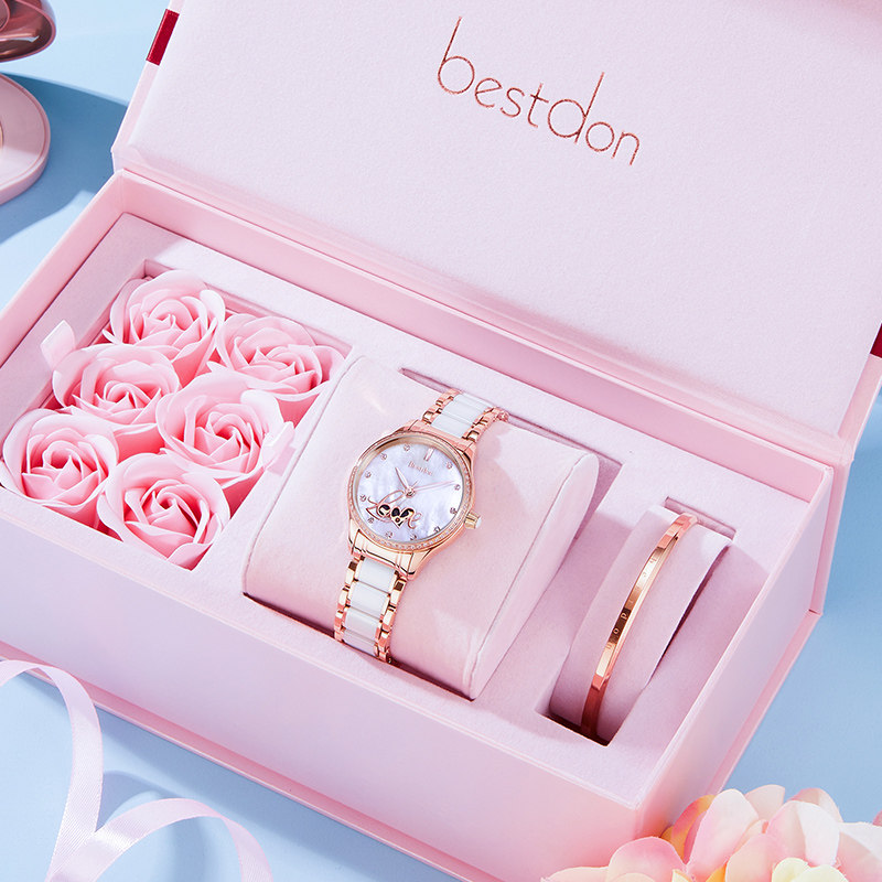 邦顿女士手表女款时尚简约大方防水名牌正品陶瓷机械表全自动气质