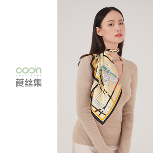 苏工美 桑蚕丝丝巾时尚 领巾F 6501 百搭印花方巾时尚 COO²N