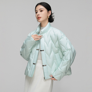 雪中飞2025新款羽绒服女短款小个子新中式轻薄鸭绒立领秋冬外套女