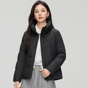 雪中飞时尚轻薄羽绒服女2025秋冬新款短款立领宽松小个子鸭绒外套
