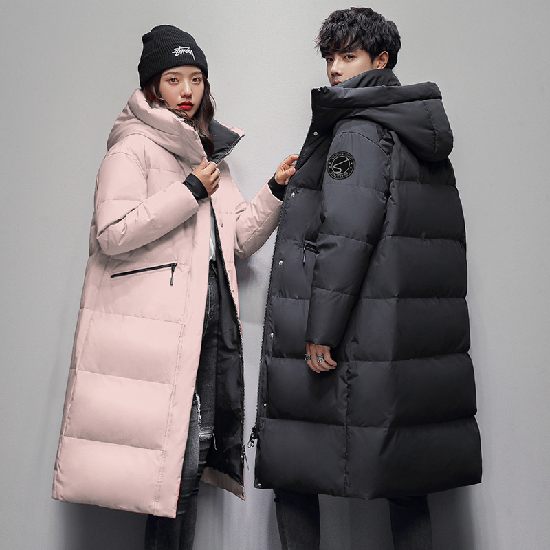 雪中飞情侣羽绒服中长款冬季2025年新款男女款连帽保暖加厚外套潮