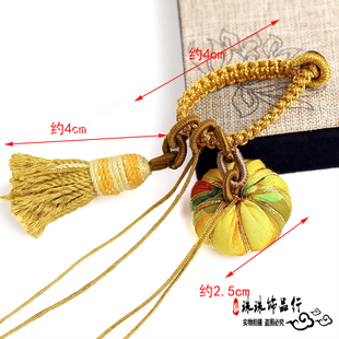 扎染手搓棉线南瓜吊坠钥匙扣文玩藏式指环扣金线流苏编织文玩挂绳