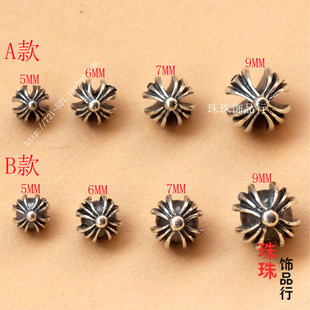 925银材质饰品穿珠圆珠雕刻珠刻花珠 泰银隔珠镂空珠星月手串配珠