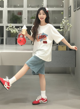 白色短袖女t恤夏季2026新款爆款纯棉宽松半袖体恤小众不撞款上衣