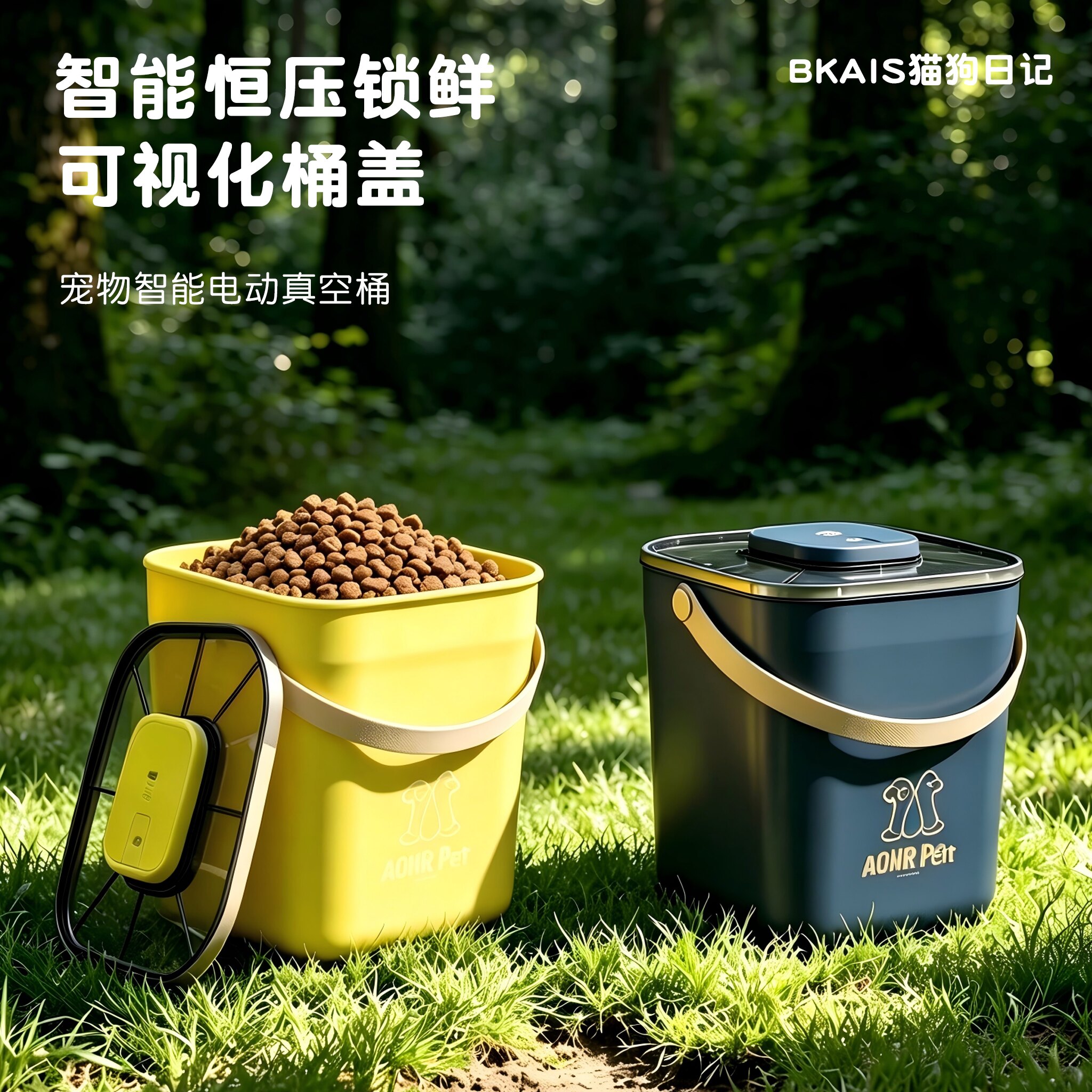智能恒压电动抽真空猫狗粮桶图片